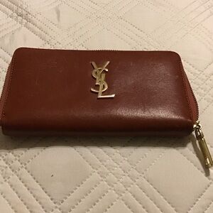 Vintage. YSL Brown Leather Wallet